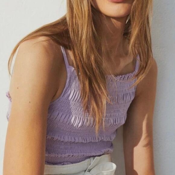 H&M Lilac Purple Smocked Tank Top Size Small - Picture 8 of 8